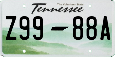 TN license plate Z9988A