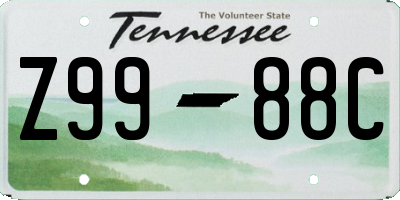 TN license plate Z9988C