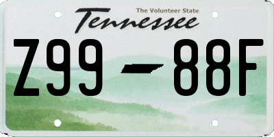 TN license plate Z9988F