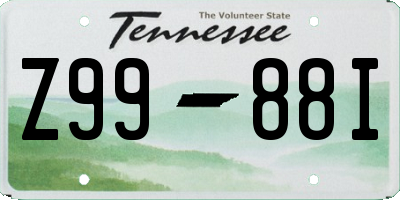 TN license plate Z9988I