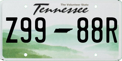 TN license plate Z9988R