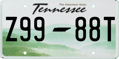 TN license plate Z9988T