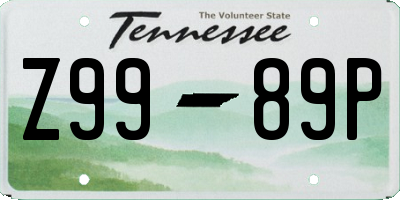 TN license plate Z9989P
