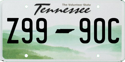 TN license plate Z9990C