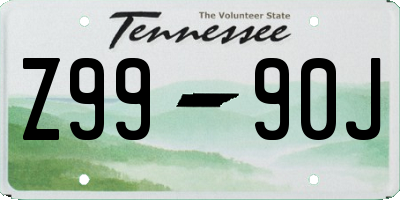 TN license plate Z9990J