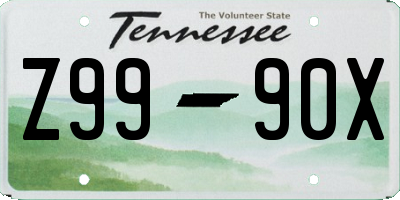 TN license plate Z9990X