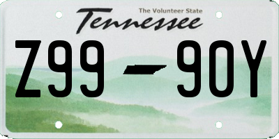 TN license plate Z9990Y