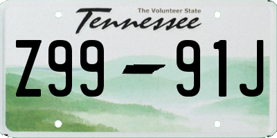 TN license plate Z9991J