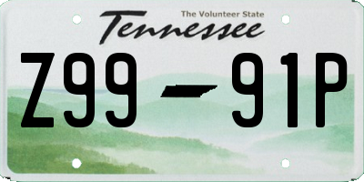TN license plate Z9991P