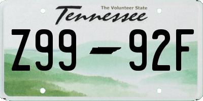 TN license plate Z9992F