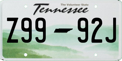 TN license plate Z9992J