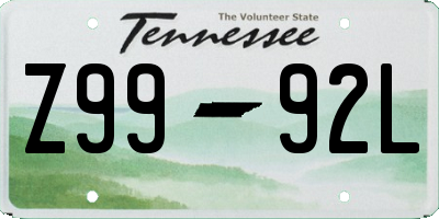 TN license plate Z9992L