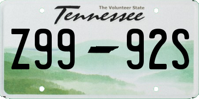 TN license plate Z9992S