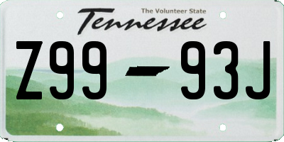 TN license plate Z9993J