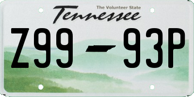 TN license plate Z9993P