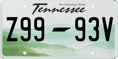 TN license plate Z9993V