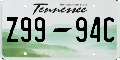 TN license plate Z9994C