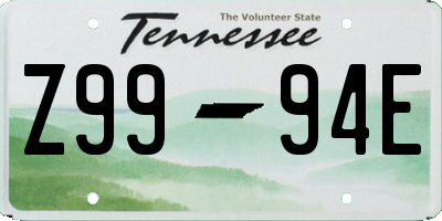 TN license plate Z9994E