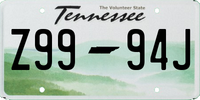 TN license plate Z9994J