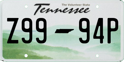 TN license plate Z9994P