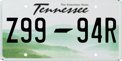 TN license plate Z9994R