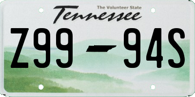 TN license plate Z9994S