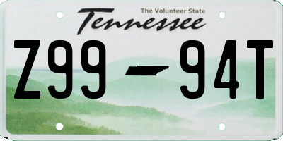 TN license plate Z9994T