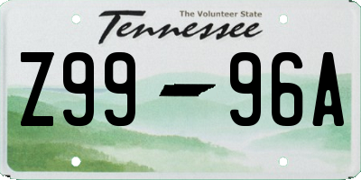 TN license plate Z9996A