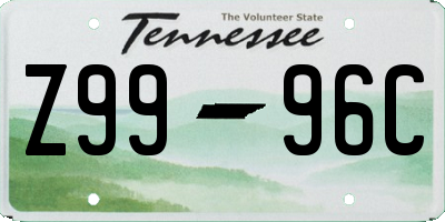 TN license plate Z9996C