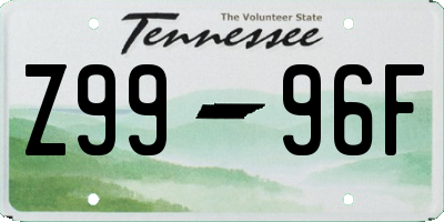 TN license plate Z9996F