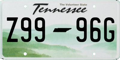 TN license plate Z9996G