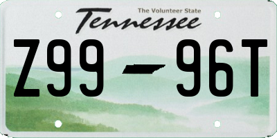 TN license plate Z9996T