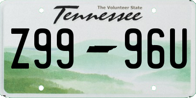 TN license plate Z9996U