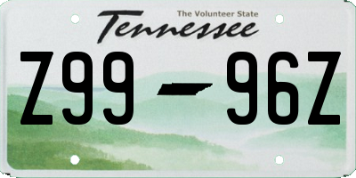 TN license plate Z9996Z