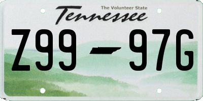 TN license plate Z9997G