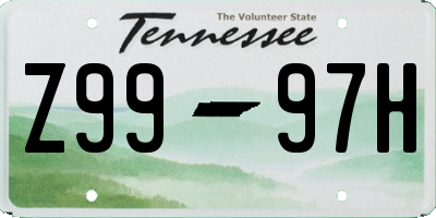 TN license plate Z9997H