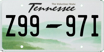 TN license plate Z9997I