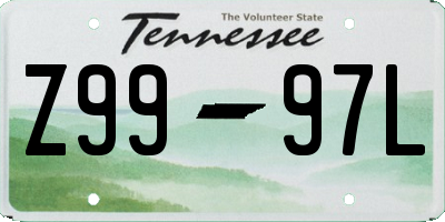 TN license plate Z9997L