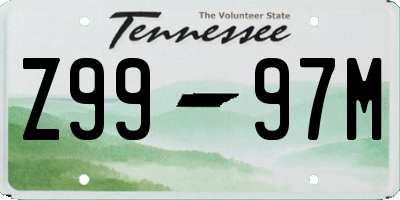 TN license plate Z9997M