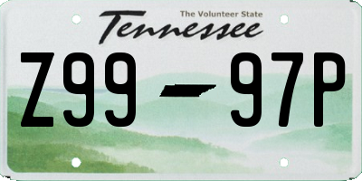 TN license plate Z9997P