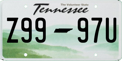 TN license plate Z9997U