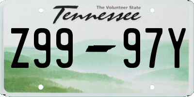 TN license plate Z9997Y