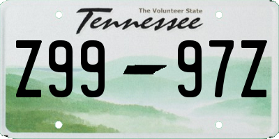 TN license plate Z9997Z