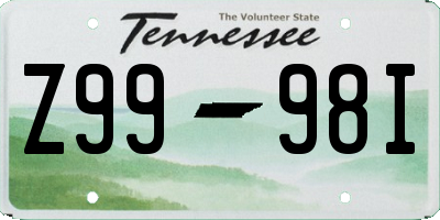 TN license plate Z9998I