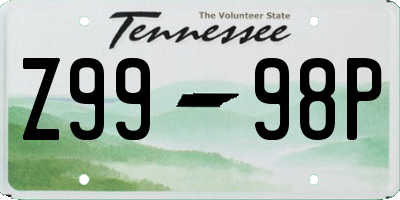 TN license plate Z9998P