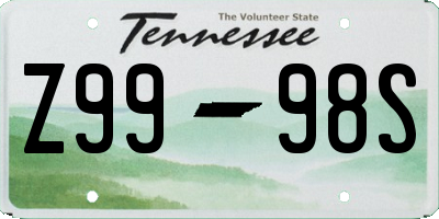 TN license plate Z9998S