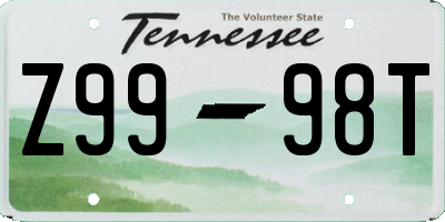 TN license plate Z9998T