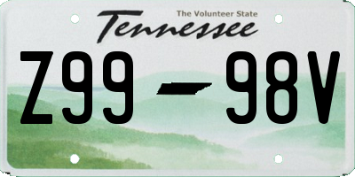 TN license plate Z9998V