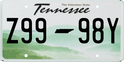 TN license plate Z9998Y