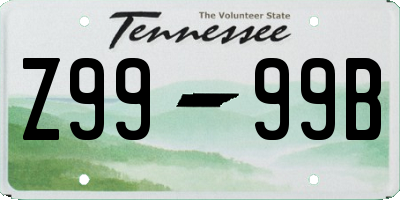 TN license plate Z9999B